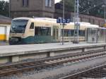 PRESS 650 032-4 standte als PRe 81283 nach Lauterbach Mole im Bahnhof Bergen auf Rgen bereit am 12.8.13