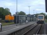 eisenbahn-bau--a-betriebsgesellschaft-pressnitztalbahn-press/365555/mteg-293-022-0-und-press-650 MTEG 293 022-0 und PRESS 650 032-4 im Bahnhof Putbus am 24.5.14