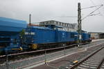 PRESS 204 031 (203 228) und 204 005 (203 350) mit einen Schotterzug im Bahnhof Halle/Saale Hbf am 4.5.20