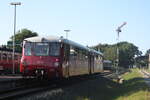 eisenbahn-bau--a-betriebsgesellschaft-pressnitztalbahn-press/751459/772-140-und-772-141-verlassen 772 140 und 772 141 verlassen Putbus in Richtung Lauterbach Mole am 30.7.21