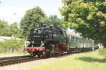 eisenbahn-bau--a-betriebsgesellschaft-pressnitztalbahn-press/751473/86-1744-und-114-703-unterwegs 86 1744 und 114 703 unterwegs in Richtung Lauterbach Mole am 30.7.21