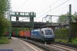 evb 182 912  Mittelweserbahn  mit Containerzug am 08.05.2019 in Hamburg-Harburg