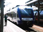 harz-elbe-express-hex/609492/hex-vt-306-mit-ziel-halberstadt HEX VT 306 mit ziel Halberstadt im Bahnhof Halle/Saale Hbf am 28.4.18