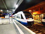 ostseeland-verkehr-gmbh-ola/594498/ola-vt-704-648-298798-steht OLA VT 704 (648 298/798) steht als HEX24 mit ziel Halle (Saale) Hbf im Bahnhof Halberstadt am 7.1.18 