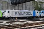 RAILPOOL/396575/railpool-187-006-steht-am-5 Railpool 187 006 steht am 5 Juni 2014 in Spiez.
