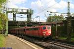 Rpool/DB 151 155 mit Kohlewagenzug am 07.05.2019 in Hamburg-Harburg