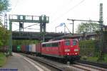 Rpool/DB 151 075 mit Containerzug am 07.05.2019 in Hamburg-Harburg