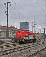 In Singen (Htw) steht im Gleisvorfeld die SWEG 203 103-7 (UIC 92 80 1203 103-7 D- ALS) abgestellt.