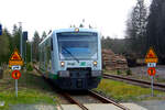 Vogtlandbahn/862105/vt-563-der-vogtlandbahn-als-rb5 VT 563 der Vogtlandbahn als RB5 mit ziel Mehltheuer bei der Einfahrt in den Bahnhof Zwotental am 30.3.24