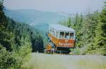 Th�ringer Bergbahn an der Kreuzungsstelle zwischen Lichtenhain an der Bergbahn und Obstfelderschmiede am 11.8.1976