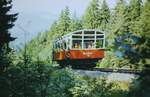 Th�ringer Bergbahn oberhalb der Bergstation Lichtenhain an der Bergbahn am 11.8.1976