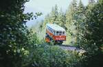 Th�ringer Bergbahn oberhalb der Bergstation Lichtenhain an der Bergbahn am 11.8.1976