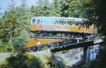Th�ringer Bergbahn oberhalb der Bergstation Lichtenhain an der Bergbahn am 11.8.1976