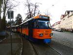 leipziger-verkehrs-betrieb-lvb/594502/lvb-tatras-an-der-endhaltestelle-taucha LVB Tatras an der Endhaltestelle Taucha, An der Bürgerruhe am 8.1.17