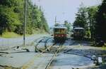 279 203 mit 279 202 und 279 201 im Bahnhof Lichtenhain an der Bergbahn am 11.8.1976