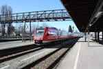 612 584/084 und 612 XXX/XXX als RE7 von Lindau-Reutin kommend mit ziel Nrnberg Hbf bei der Einfahrt in den Bahnhof Lindau Insel (ehemals Lindau Hbf) am 24.3.21