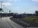 642 553 / 053 als RE8 mit ziel Wismar kurz vor der Weiterfahrt & 642 079 / 579 als RE8 beim verlassen des Bahnhofs Bad Doberan am 13.7.14