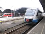 BR 642/491235/642-xxx--xxx-und-ola 642 XXX / XXX und OLA VT 706 im Bahnhof Halle (Saale) Hbf am 13.4.16