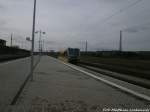 672 909 mit ziel Naumburg (Saale) Ost beim verlassen des Bahnhofs Naumburg (Saale) am 24.2.15