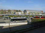 MAN der DB ZugBus Regio Alb-Bodensee und Mercedes Bus der Stadtwerke Friedrichshafen auf dem Busbahnhof Friedrichshafen Hafenbahnhof am 12.4.17