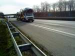 LKW Renault Premium Autotransporter gesehen auf der A 61 Hhe Rasthof Dannstadt am 18.02.2014
