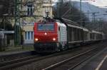 E37 531 bei der Durchfahrt mit einem G�terzug in Bonn-Oberkassel am 8.1.2011.