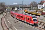 DB 612 084/584  Markt Heimenkirch  als RE nach Augsburg Hbf hat hier Einfahrt in den Bhf Lindau/Bodensee. 27.03.2017