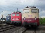 Kleine 10er Parade 113 311-5,DB 110 223-5,110 348-0 und im Hintergrund K�f 3 am 22.5.2011 in Koblenz L�tzel