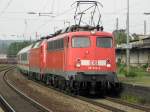 DB 115 509-4 mit einer 120 im Schlepp in Koblenz L�tzel am 8.6.2011