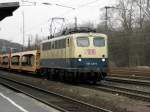 DB 140 423-5 mit einem leeren Autozug aus Venlo in K�ln West am 12.3.2011