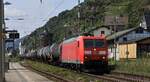 DB 185 150-0 mit Kesselwagenzug gen R�desheim unterwegs.