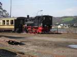 Lok 99 7203 im Umladebahnhof Brohl der Brohltalbahn am 2.4.10.