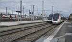 Nur in der Saison und meist nur an SA und SO verkehren in Annemasse TGV Z�ge, ab dann recht zahlreich, gilt es doch die vielen Winter- (oder Sommer-) Urlauber in die Berge zu brigen bzw nach dme Urlaub wieder zur�ck. Neben den beiden TGV Z�gen Pars - St Gervais und St- Gervais - Paris ist im Hintergrund ein SBB RABe 511 zu sehen, der als R33 Annemasse erreicht. 

21. Februar 2026