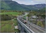 Obwohl auf den ersten Blick man glaubt, eine Schnellfahrstrecke vor sich zu haben, handelt es sich hier  nur  um eine Regionalbahnstrecke, die Stabio (CH) mit Aricate (I), und somit Lugano mit Varese und dem Mailänder Flughafen Malpensa, verbindet. Auf der Brücke ist ein TILO RABe 524 auf dem Weg von Varese nach Medrisio zu sehen.

27. April 2019