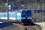 european-locomotive-leasing-ell/607050/cd-vectron-193-293-treft-mit CD Vectron 193 293 treft mit ein EC nach Hamburg-Altona am 6 April 2018 in Usti nad Labem ein.