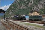 Infolge ETCS Betrieb muss in Bodio dem Dampfzug nach Bellinzona eine ETCS komforme Lok vorgespannt werden.