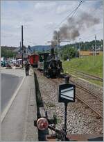 b-c-blonay-chamby/859207/die-leb-g-33-n176-5 Die LEB G 3/3 N° 5 (Baujahr 1890) der Blonay-Chamby Bahn übernimmt in Blonay ihren Zug zur Rückfahrt nach Chaulin. 

4. Aug. 2024