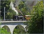 Das Bahnabenteuer des Berner Oberlands - die BFD HG 3/4 N� 3 f�hrt mit ihrem Dampfzug �ber den Baye de Clarens Viadkukt. 

6. September 2026