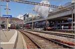 Die mächtige (ex.) SNCF Dampflok 141 R 568 der  L'Association 141R568  verlässt mit ihrem Extrazug den Bahnhof von Lausanne. Ziel der diesjährigen Frühlingsreise ist Thun.

25. Mai 2024