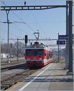 Der RHB Beh 3/6 25 erreicht Rorschach. Der Zug auf der Fahrt von Heiden nach Rorschach Hafen.

24. März 2021