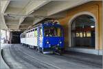 In Montreux wartet der Rochers de Naye Triebwagen Bhe 4/8 302 auf seinen n�chsten Einsatz. 

5. Sept. 2026 