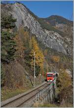 Ein TMR Region Alps RABe 525 NINA ist kurz nach Sembracher auf dem Weg nach Orsière. 6. Nov. 2020