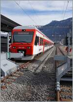 Von Le Châble kommend fsind die beiden TRM Region Alpes RABe 525  NINA  an ihrem Ziel in Martngy angekommen.