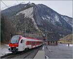 Der neue TMR Region Alps RABe 533 701 erreicht von Orsières kommend sein Ziel Sembrancher.
