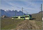 Der TPC AOMC/ASD Beh 2/6 ist als Regionalzug R71 436 oberhalb von Aigle auf dem Weg nach Les Diablerets.