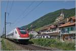 Ein SBB ICN RABe 500 bei Ligerz auf dem letzten Einspurabschnitt der Strecke Biel/Bienne - Lausanne auf der Fahrt nach Zürich.
Arbeiten zur Beseitigung dieses Einspurabschnittes laufen bereits, die neue Strecke wird durch einen Tunnel führen. 
5. Juni 2023