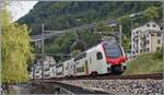 Kurz vor Villeneuve ist ein SBB RABe 512 als RE 33 von Annemasse nach Martigny unterwegs.