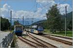 Ein SSIF  Treno Panoramico  auf der Fahrt von Locarno nach Domodossola verlässt Santa Maria Maggiore. 

5. Aug. 2014