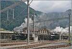 Es ist immer wieder erfreulich, EINE Dampflok zu sehen; in Meiringen zeigt die der BDB (Brünig Dampf Bahn) gleich zwei: die Brünig Bahn  Talbahn  G 3/4 208 und die  Bergbahn  HG 3/3 1068 welche den aus Interlaken angekommen Zug nach Brünig Hasliberg ziehen wird. 

23. Aug. 2025


