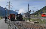 Die von Frankreich für Indochina bei der SLM bestellte, 1923 ausgelieferte und von der DFB (Dampfbahn Furka-Bergstrecke) aus Vietnam in die Schweiz zurückgeholte HG 4/4 704 rangiert nach ihrer Ankunft mit dem Dampfzug 133 in Oberwald. 

30. September 2021